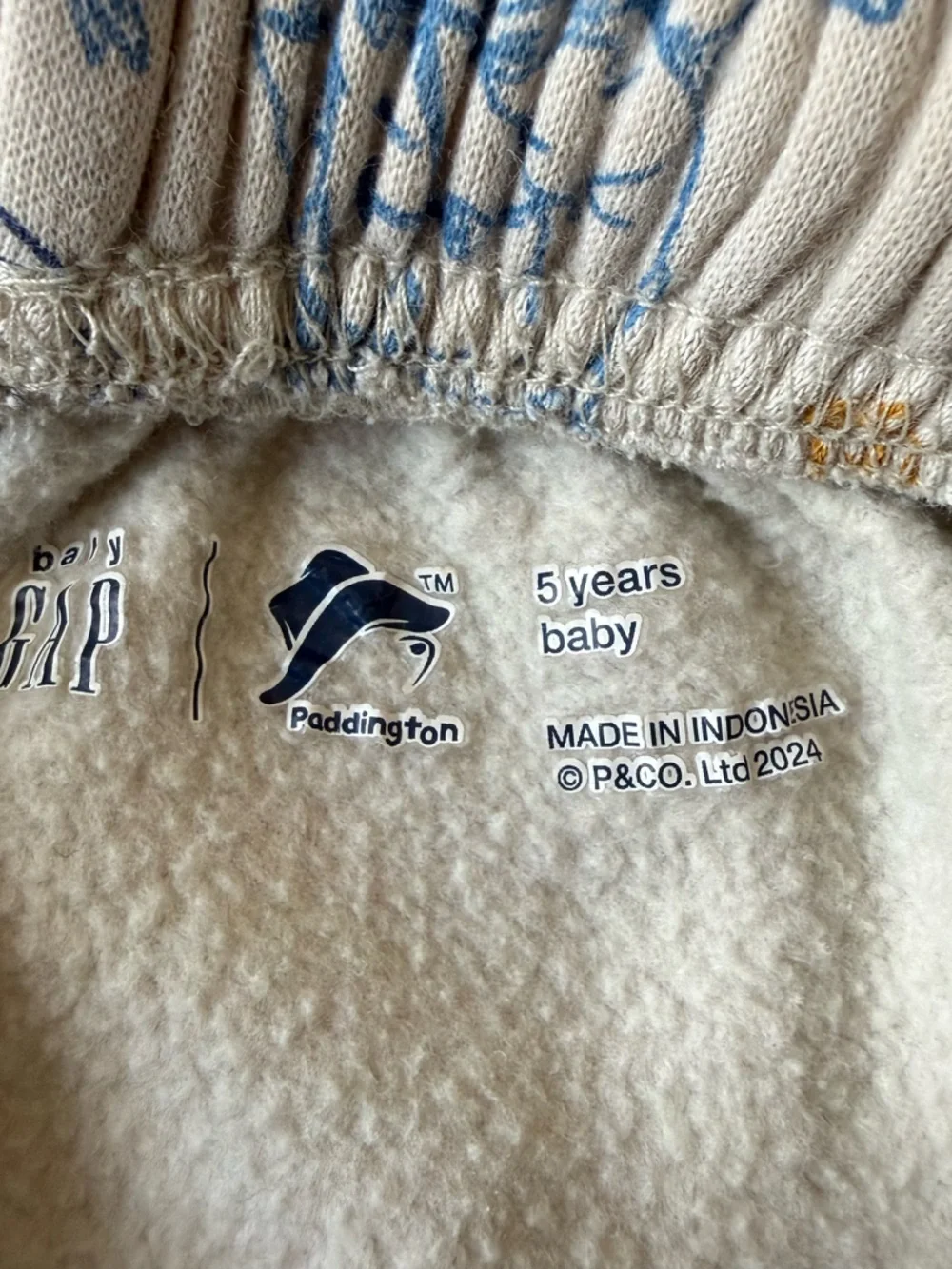 Paddington Bear Baby Gap Fleece Lined Jogger Pants‎ Size 5 Years
